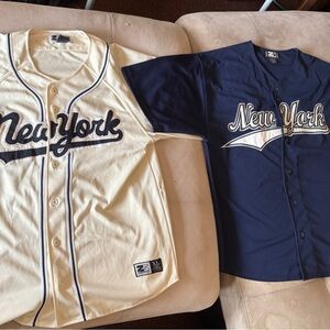 New York Baseball Jersey Set - Cream and Blue